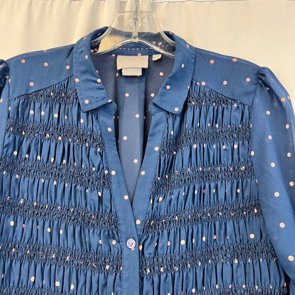 Vanessa Virginia Women’s 3/4 Sleeve Mini Dress Polka Dot Button Up Sheer Sz 4 - Picture 3 of 9